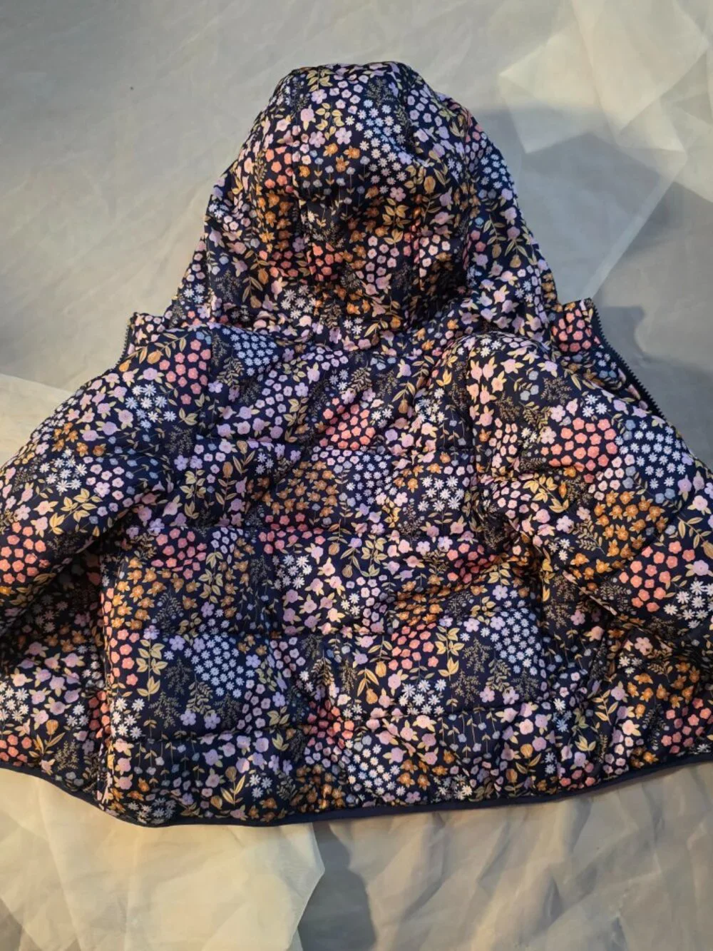 Carter's 4T Toddler Girl Floral Sherpa Lined Hooded Puffer Jacket Coat Blue Pink